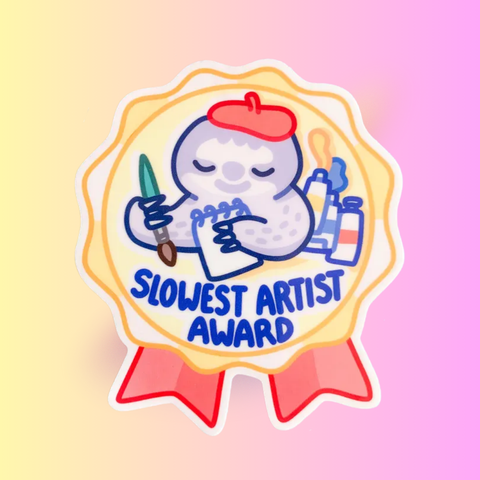 Slowest Artist Award Sticker | Funny Sloth Artist Design | Sticker for Laptop, Water Bottle, Painter Humor