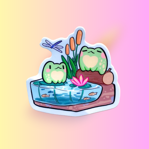 Froggy Pond Sticker | Cute Frog Design | Sticker for Laptop, Water Bottle