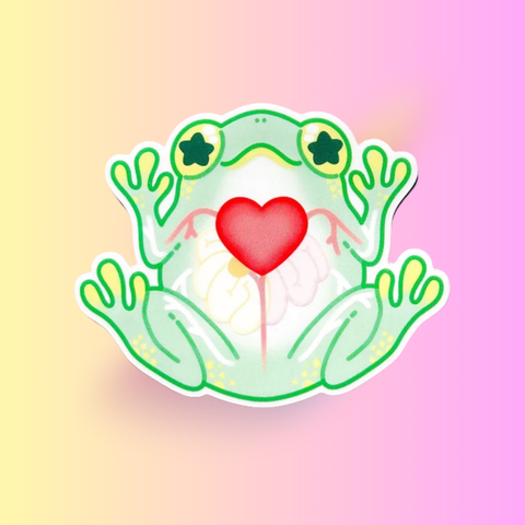 Glass Frog Sticker | Transparent Clear Cute Frog Design | Nature Biology Sticker for Laptop, Water Bottle