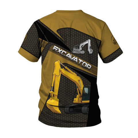 Custom Name Excavator 3D Shirt, Short Sleeve Tee for Men Top Casual Wear