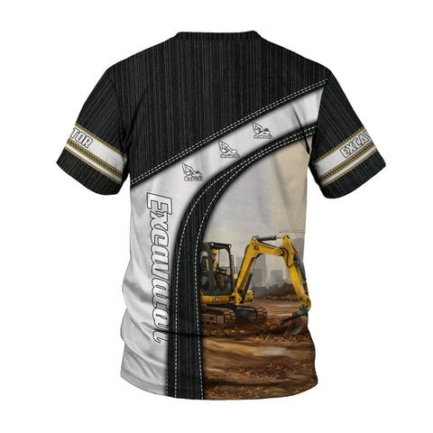 Personalized Name Excavator 3D Shirt, Short Sleeve Tee for Men Top Casual Wear