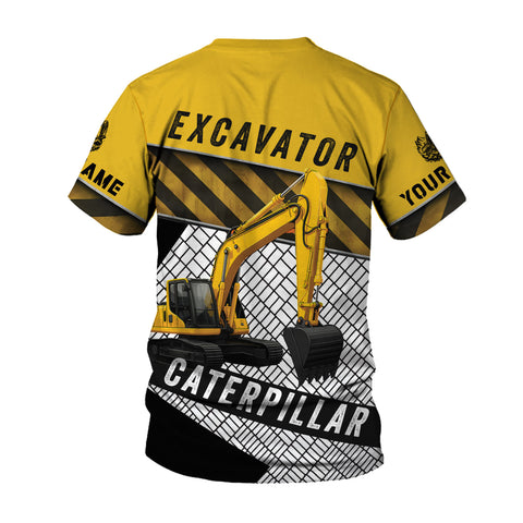 Custom Name Excavator 3D Shirt Design, Short Sleeve Tee for Men Women Graphic Top Casual Wear