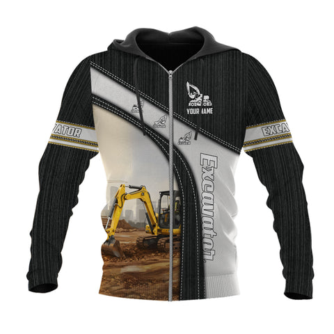 Personalized Name Excavator 3D Shirt, Short Sleeve Tee for Men Top Casual Wear