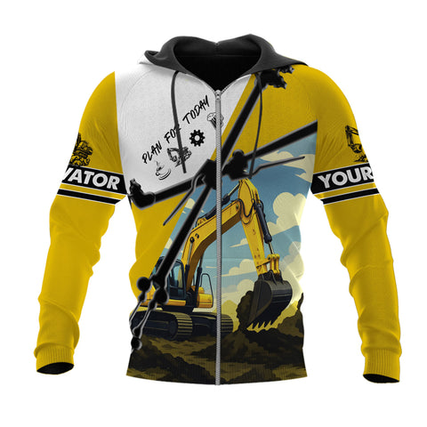 Personalized Excavator 3D Shirt with Name, Short Sleeve Tee for Men Top Casual Wear