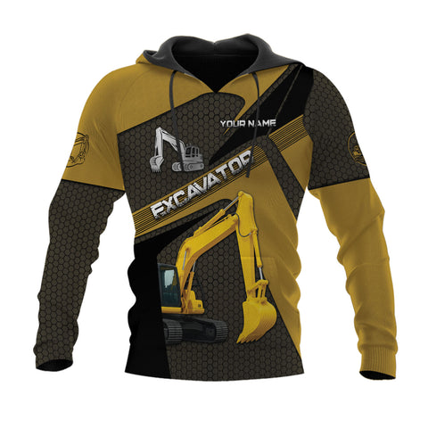 Custom Name Excavator 3D Shirt, Short Sleeve Tee for Men Top Casual Wear