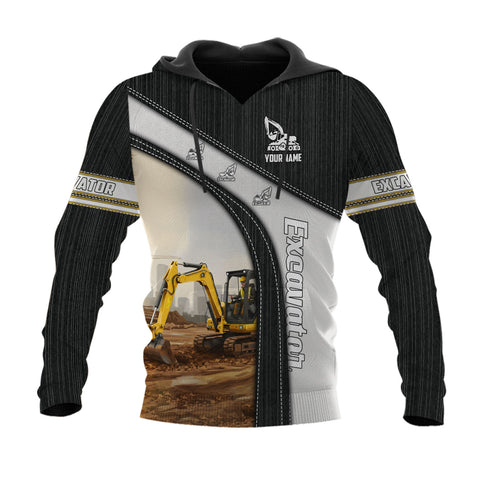 Personalized Name Excavator 3D Shirt, Short Sleeve Tee for Men Top Casual Wear