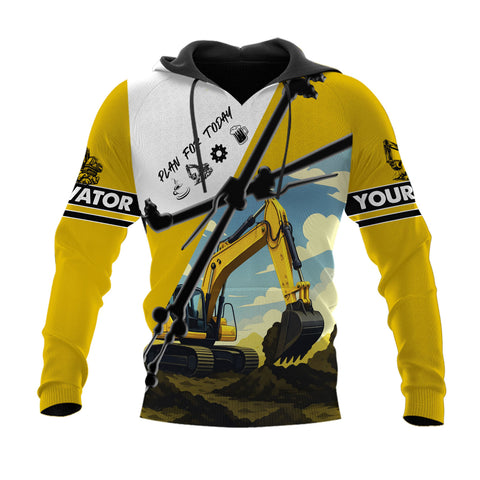 Personalized Excavator 3D Shirt with Name, Short Sleeve Tee for Men Top Casual Wear
