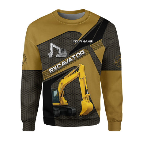 Custom Name Excavator 3D Shirt, Short Sleeve Tee for Men Top Casual Wear