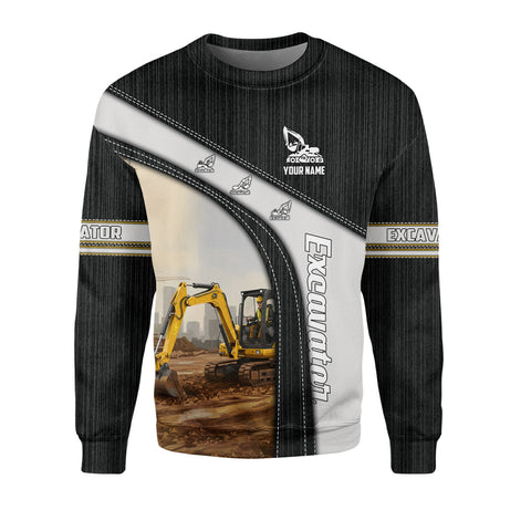 Personalized Name Excavator 3D Shirt, Short Sleeve Tee for Men Top Casual Wear