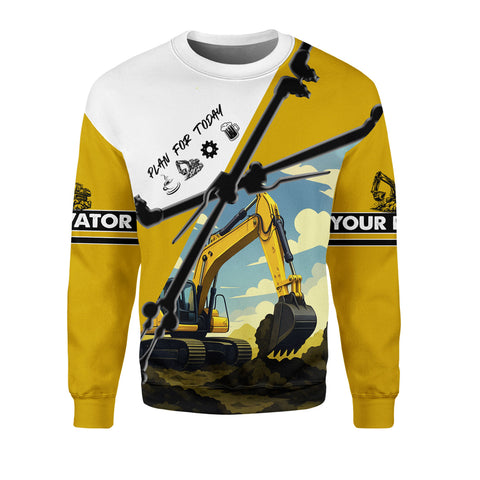 Personalized Excavator 3D Shirt with Name, Short Sleeve Tee for Men Top Casual Wear