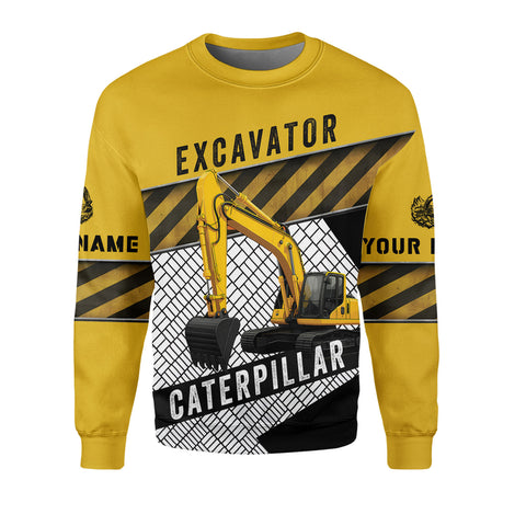Custom Name Excavator 3D Shirt Design, Short Sleeve Tee for Men Women Graphic Top Casual Wear
