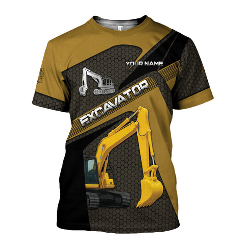 Custom Name Excavator 3D Shirt, Short Sleeve Tee for Men Top Casual Wear