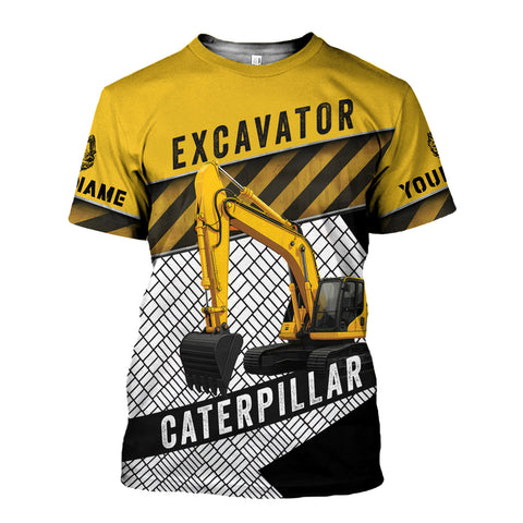 Custom Name Excavator 3D Shirt Design, Short Sleeve Tee for Men Women Graphic Top Casual Wear