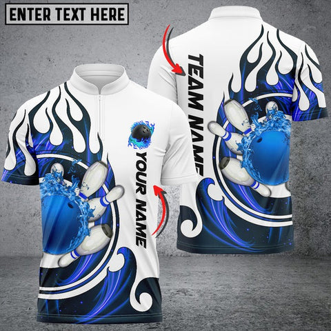 Mostprints Fire Blaster Bowling And Pins Multicolor Option Customized Name 3D Shirt ( 4 Colors )