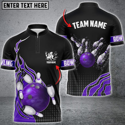 Mostprints Bowling And Breaking Pins Multicolor Option Customized Name 3D Shirt ( 6 Colors )