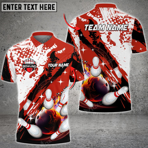 Mostprints Paint Slash Flame Bowling And Pins Multicolor Option Customized Name 3D Shirt