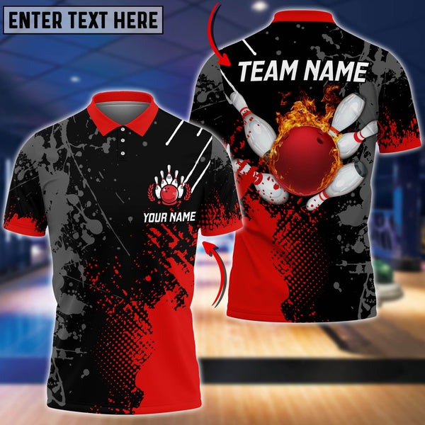 Mostprints Fire Paint Bowling And Pins Multicolor Option Customized Name 3D Shirt