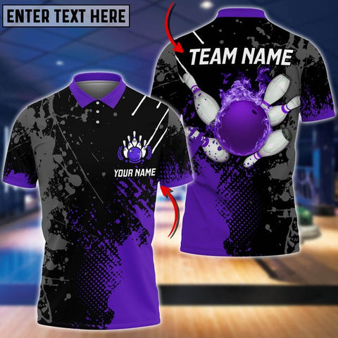 Mostprints Fire Paint Bowling And Pins Multicolor Option Customized Name 3D Shirt