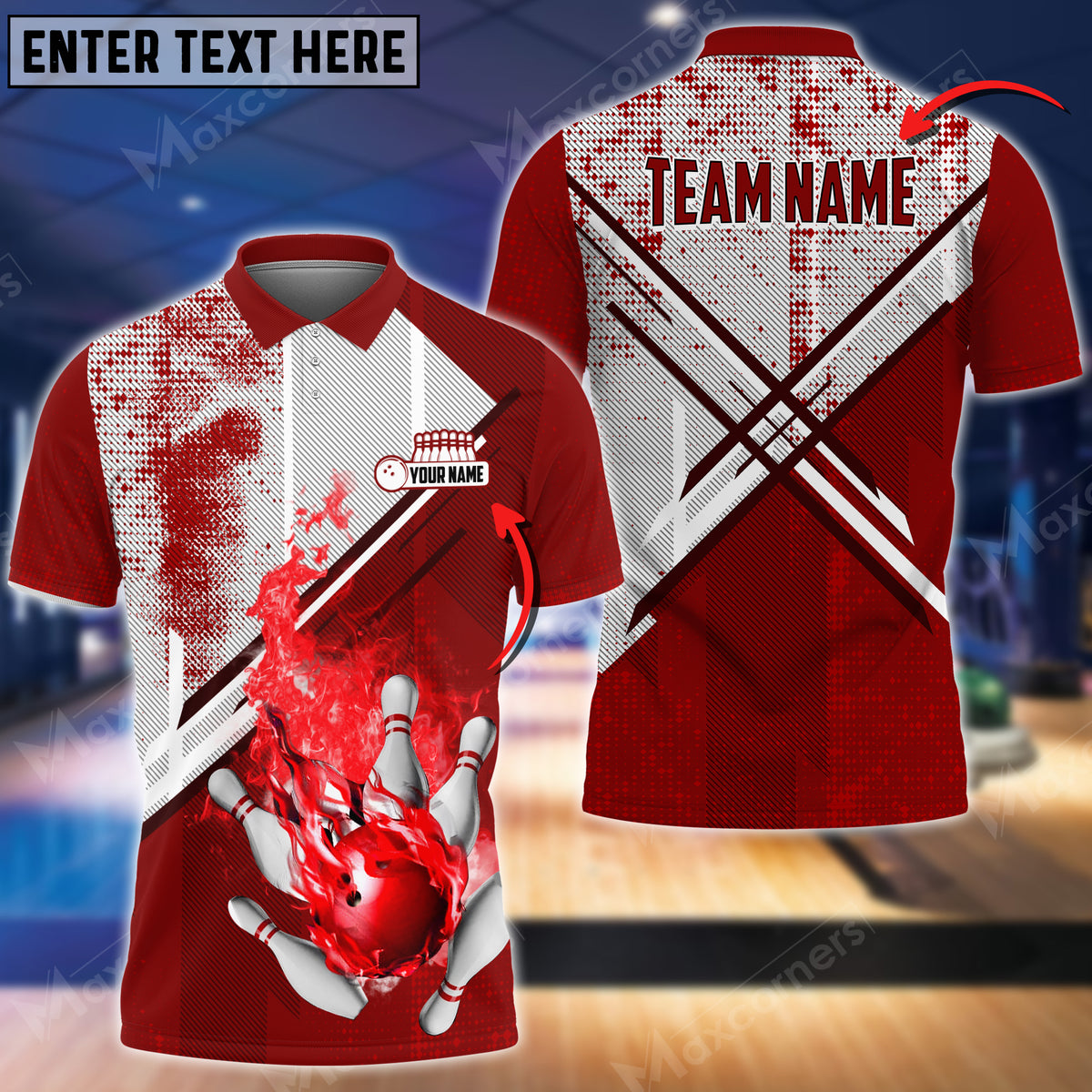 Mostprints Fire Bowling And Pins X Factor Multicolor Option Customized Name 3D Shirt (4 Colors)