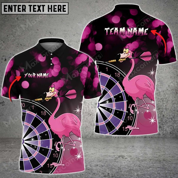 Mostprints Personalized Flamingos Darts Polo Shirt, Perfect Gift For Darts Lovers, Darts Players