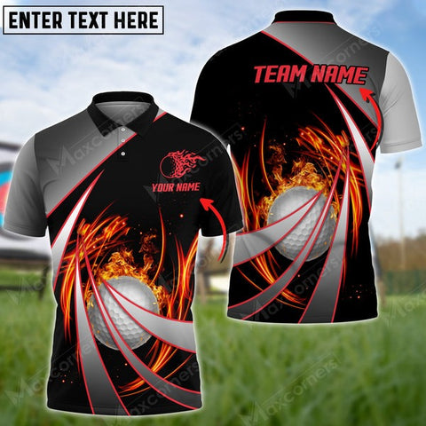 Mostprints Flame Golf Tornado Pattern Multicolor Option Customized Name 3D Shirt ( 4 Colors )