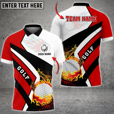 Mostprints Golf Fire And Water Multicolor Option Customized Name 3D Shirt ( 4 Colors )