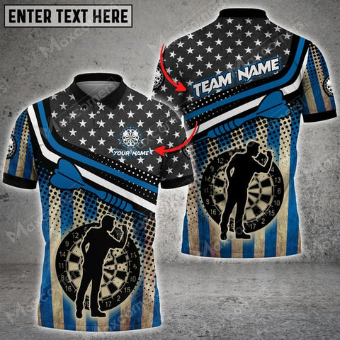 Mostprints Darts USA Flag Color Options Personalized Name, Team Name Unisex 3D Shirt ( 4 Colors )