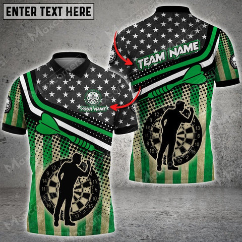 Mostprints Darts USA Flag Color Options Personalized Name, Team Name Unisex 3D Shirt ( 4 Colors )