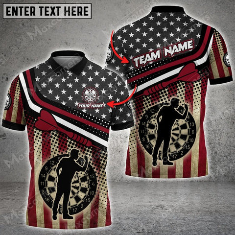 Mostprints Darts USA Flag Color Options Personalized Name, Team Name Unisex 3D Shirt ( 4 Colors )