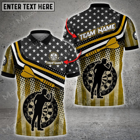 Mostprints Darts USA Flag Color Options Personalized Name, Team Name Unisex 3D Shirt ( 4 Colors )