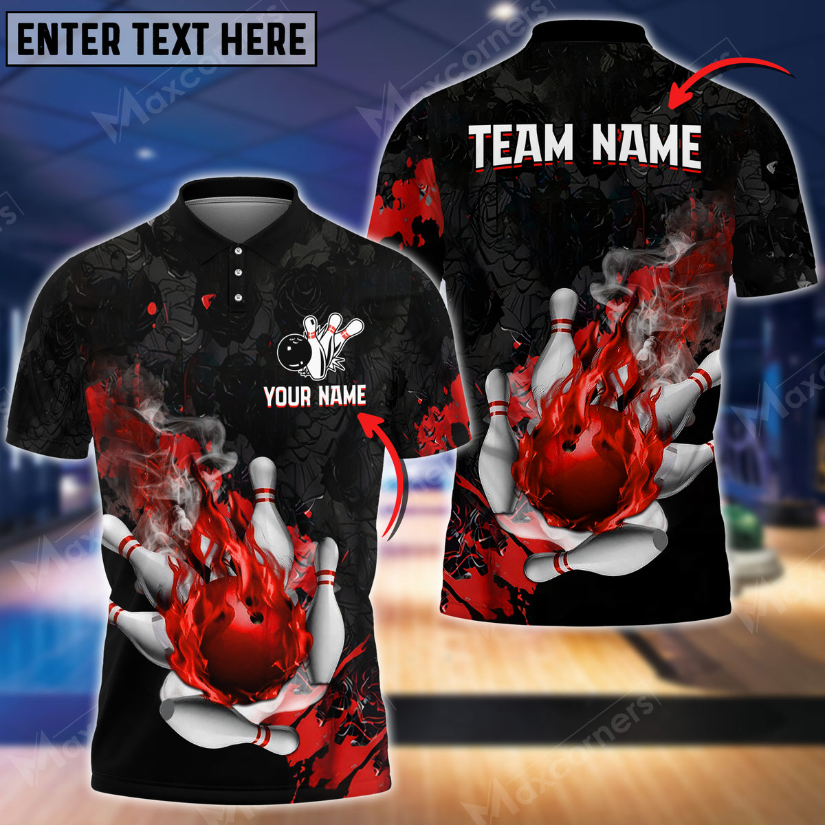 Mostprints Bowling Ball And Pins Fire And Blood Multicolor Option Customized Name 3D Shirt (4 Colors)