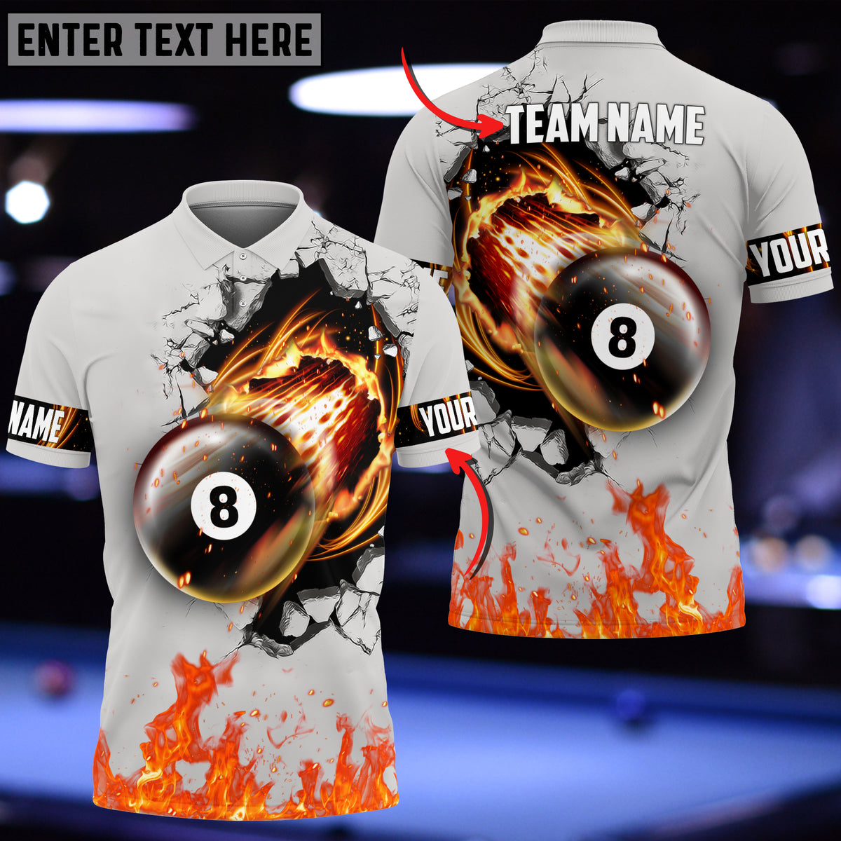 Mostprints Billiard Ball Fire Personalized Name 3D Shirt