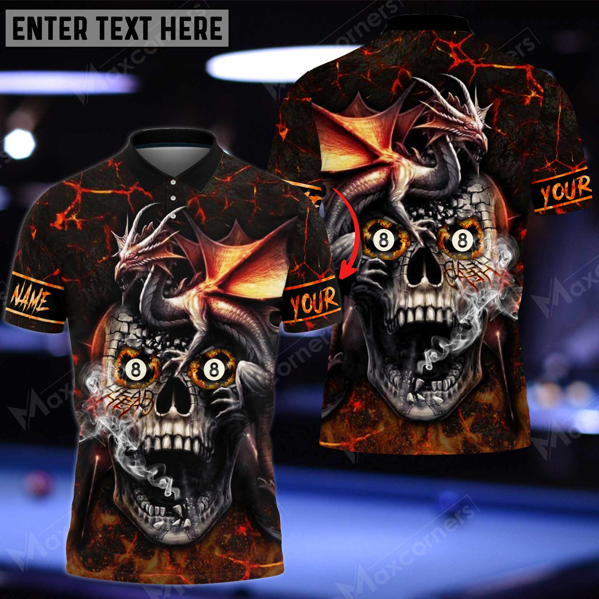 Mostprints Billiards Dragon And Skull Customized Name 3D Shirt