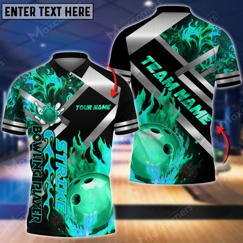 Mostprints Bowling Ball & Pins Magic Collision Multicolor Option Customized Name 3D Shirt (4 Colors)