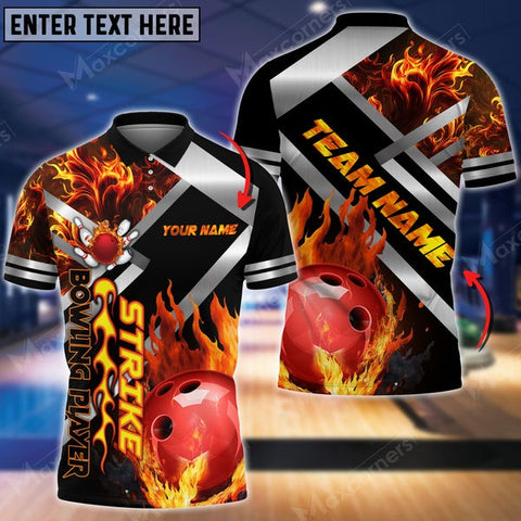 Mostprints Bowling Ball & Pins Magic Collision Multicolor Option Customized Name 3D Shirt (4 Colors)