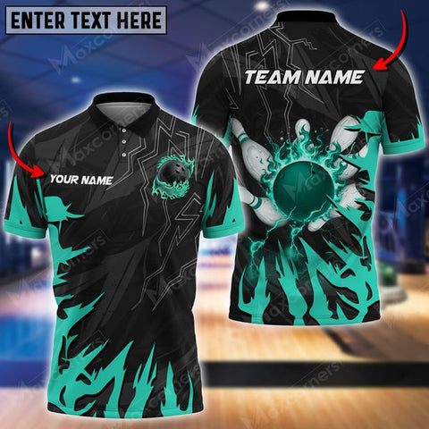 Mostprints Bowling Ball & Pins Break The Darkness Multicolor Option Customized Name 3D Shirt (5 Colors)