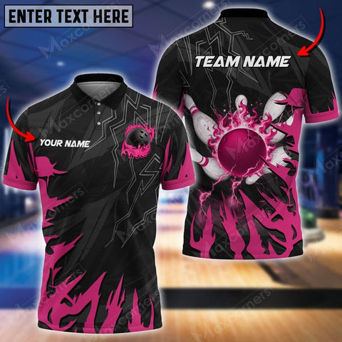 Mostprints Bowling Ball & Pins Break The Darkness Multicolor Option Customized Name 3D Shirt (5 Colors)