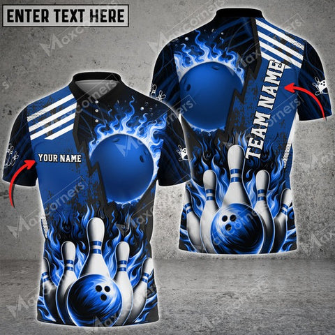 Mostprints Bowling Ball & Pins Solar Heat Multicolor Option Customized Name 3D Shirt (6 Colors)