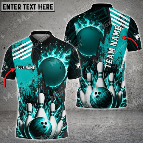 Mostprints Bowling Ball & Pins Solar Heat Multicolor Option Customized Name 3D Shirt (6 Colors)