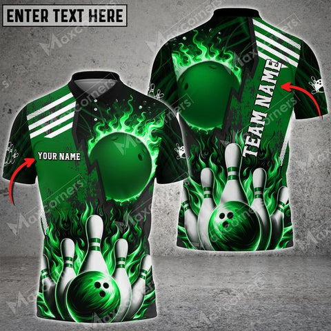 Mostprints Bowling Ball & Pins Solar Heat Multicolor Option Customized Name 3D Shirt (6 Colors)