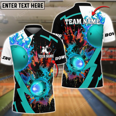 Mostprints Bowling Ball & Pins Crush Them All Multicolor Option Customized Name 3D Shirt (6 Colors)