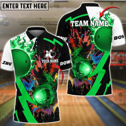 Mostprints Bowling Ball & Pins Crush Them All Multicolor Option Customized Name 3D Shirt (6 Colors)