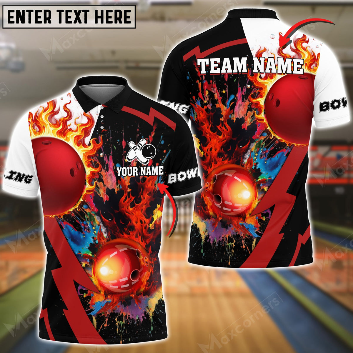 Mostprints Bowling Ball & Pins Crush Them All Multicolor Option Customized Name 3D Shirt (6 Colors)