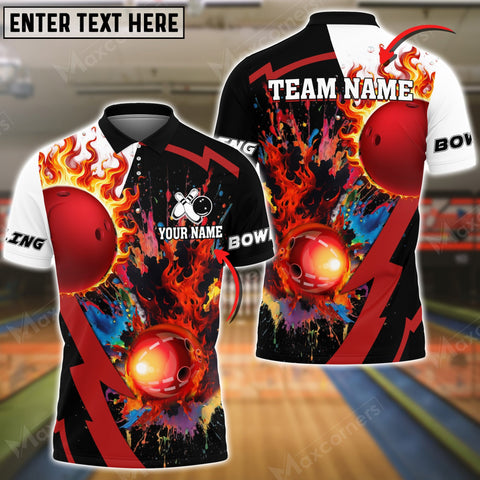 Mostprints Bowling Ball & Pins Crush Them All Multicolor Option Customized Name 3D Shirt (6 Colors)