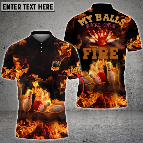 Mostprints Flame Bowling My Balls Are On Fire Personalized All Over Printed Shirt