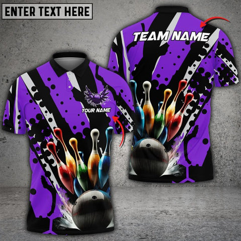 Mostprints Bowling Ball And Pins Eagle Wings Multicolor Option Customized Name 3D Shirt (6 Colors)