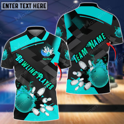 Mostprints Bowling Flame Tex Multicolor Option Customized Name 3D Shirt ( 4 Colors )