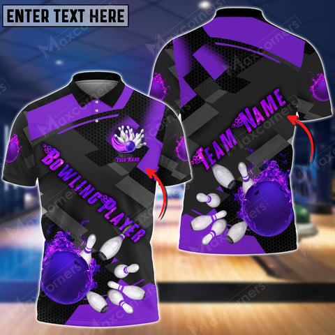 Mostprints Bowling Flame Tex Multicolor Option Customized Name 3D Shirt ( 4 Colors )