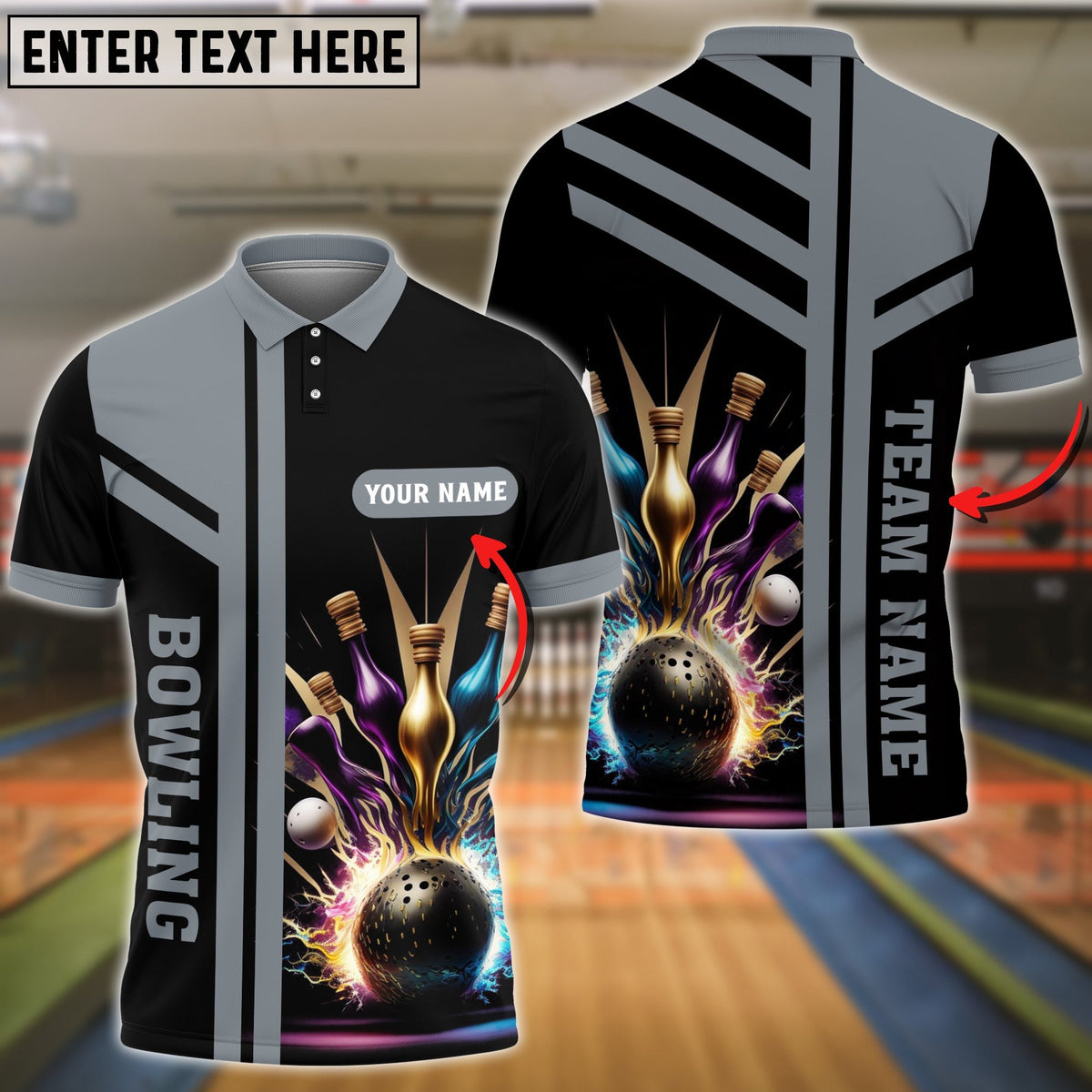 Mostprints Bowling And Pins Premium Professional Multicolor Option Customized Name 3D Shirt