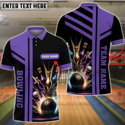 Mostprints Bowling And Pins Premium Professional Multicolor Option Customized Name 3D Shirt